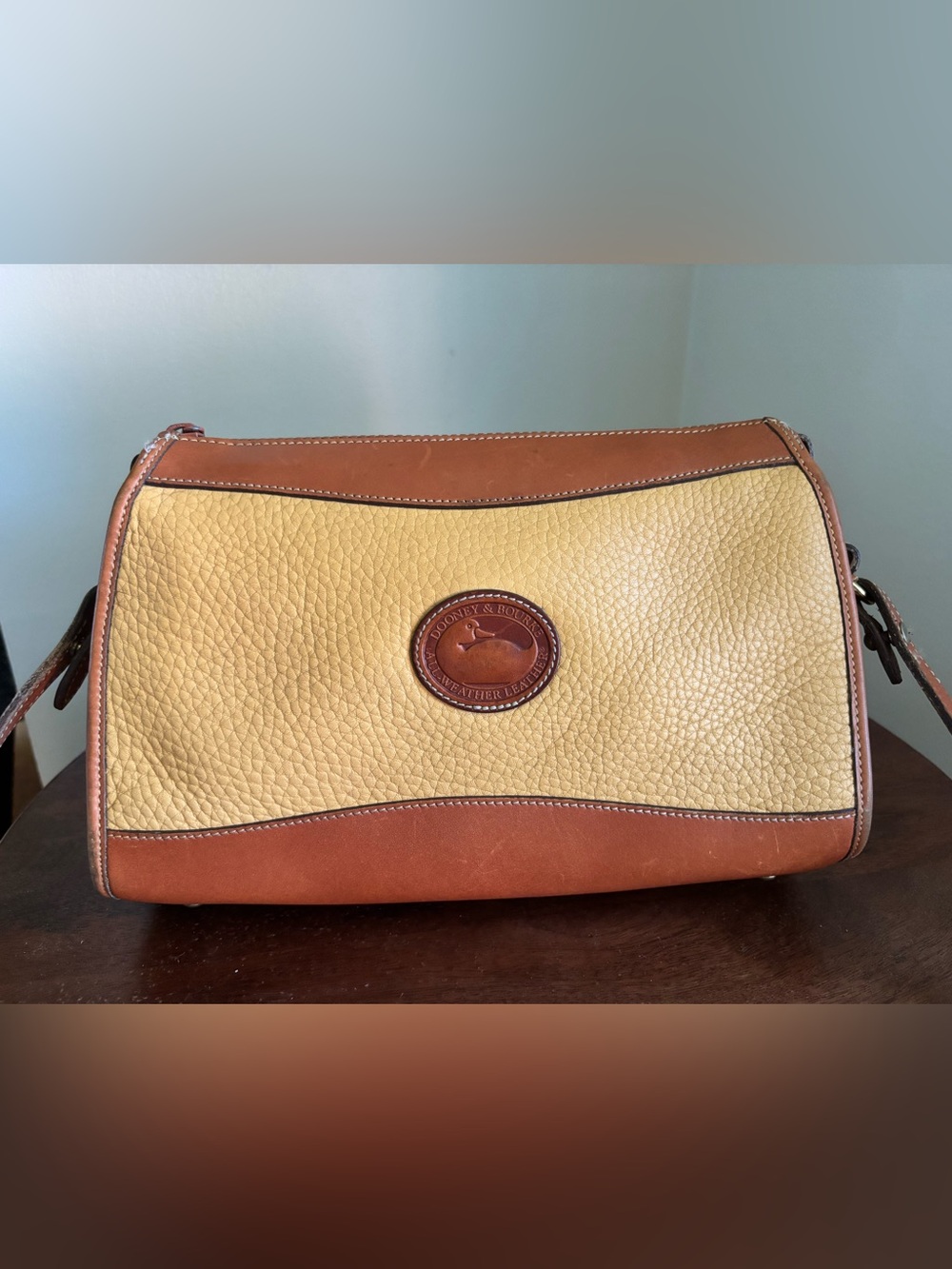 Vintage Yellow Dooney & Bourke AWL bag and matching wallet